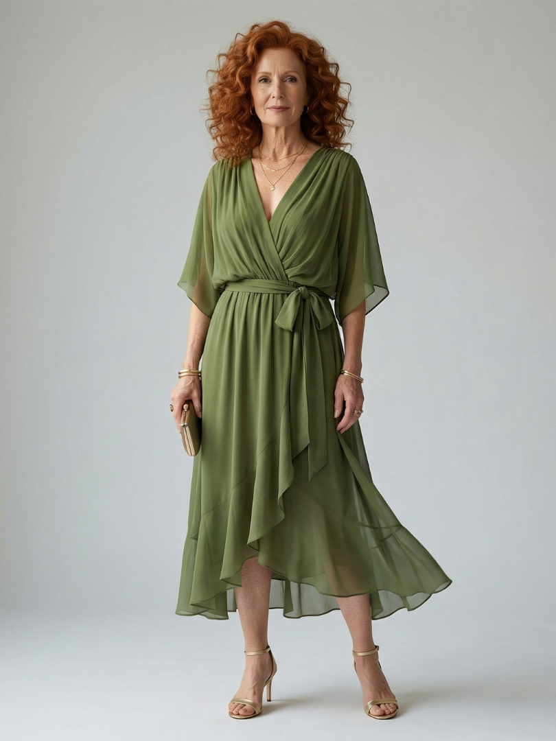 DOLORES | Vestido midi drapeado