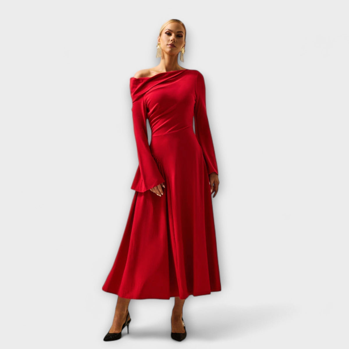 SOFÍA | Vestido midi con hombros descubiertos