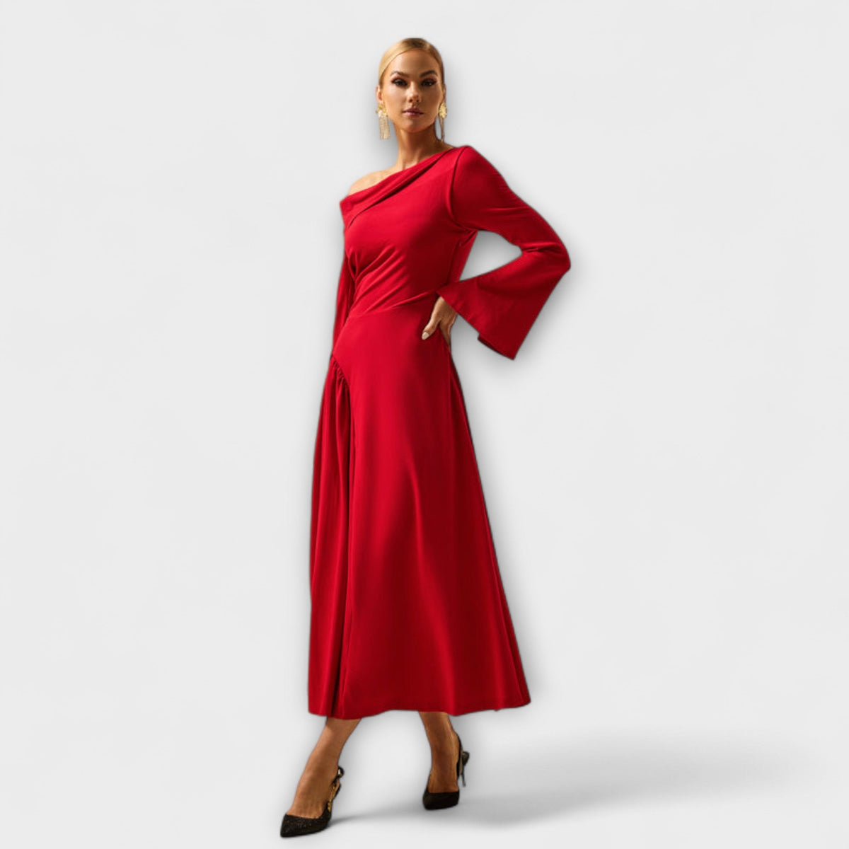 SOFÍA | Vestido midi con hombros descubiertos