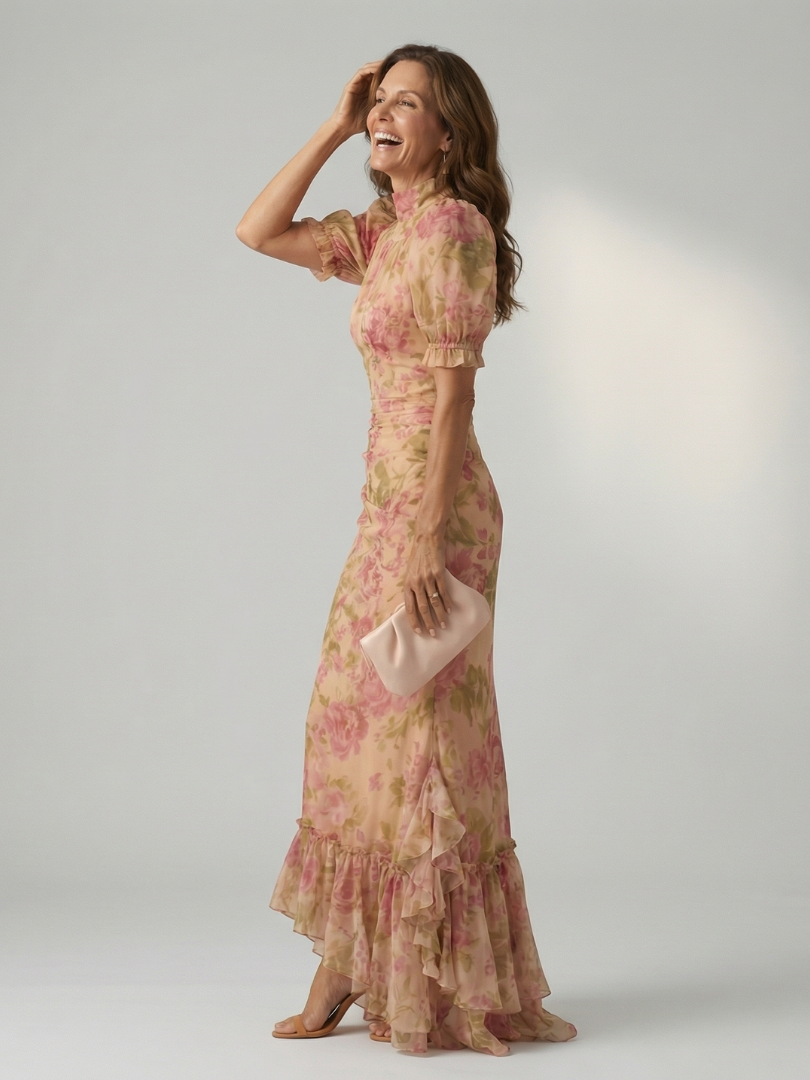 ELENA | Vestido midi de escote alto
