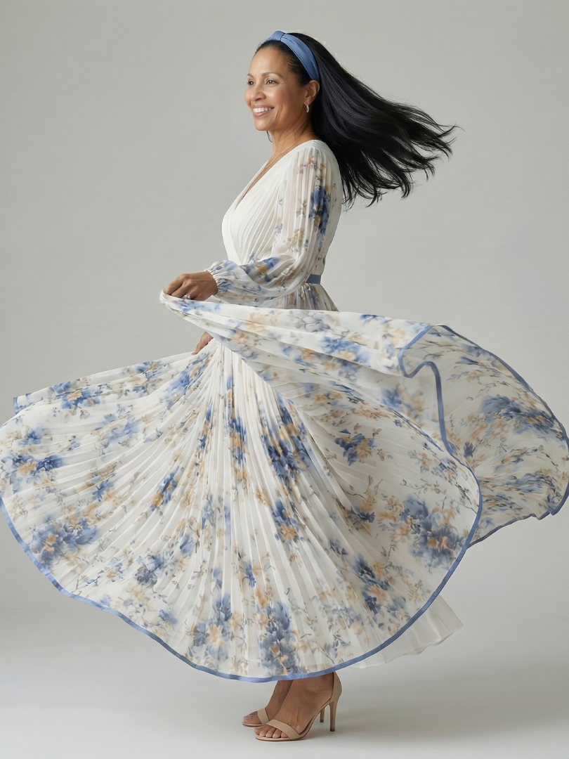 NATALIA | Vestido midi plisado