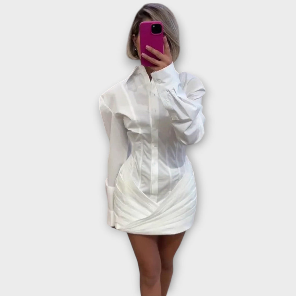 LAURA | Vestido plisado con mangas largas
