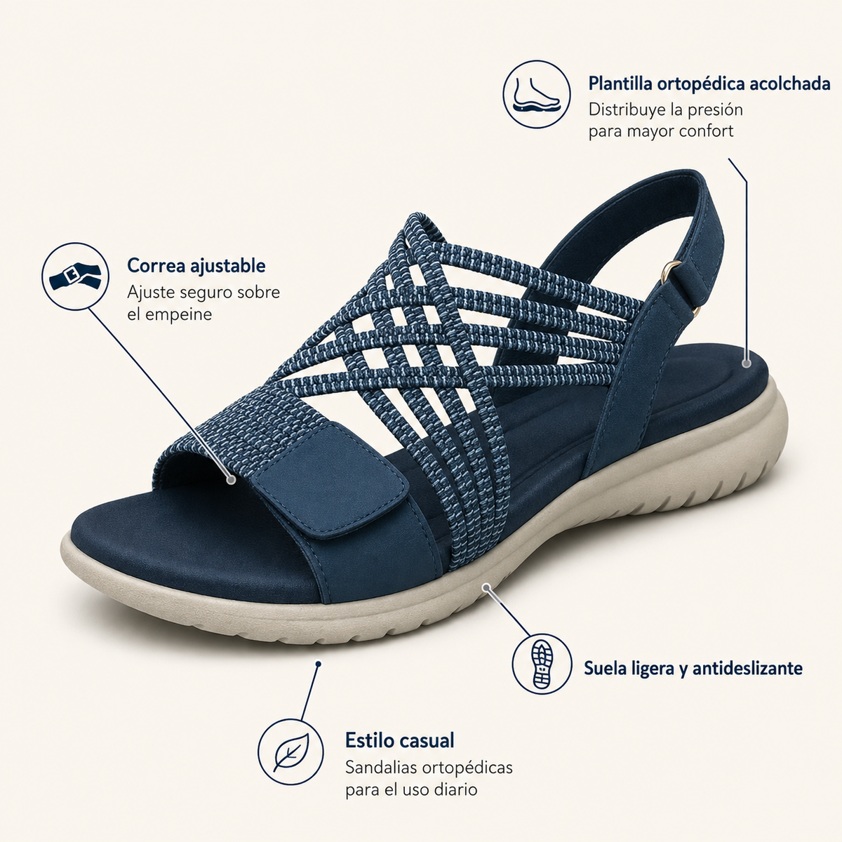 EMILIA | Sandalias ortopédicas de punta redonda