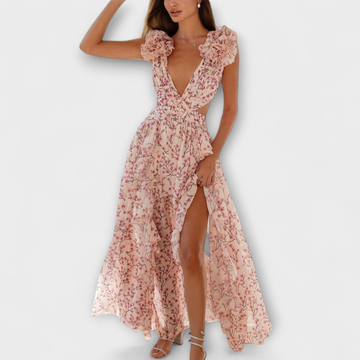 ISABELLA | Vestido maxi con volantes