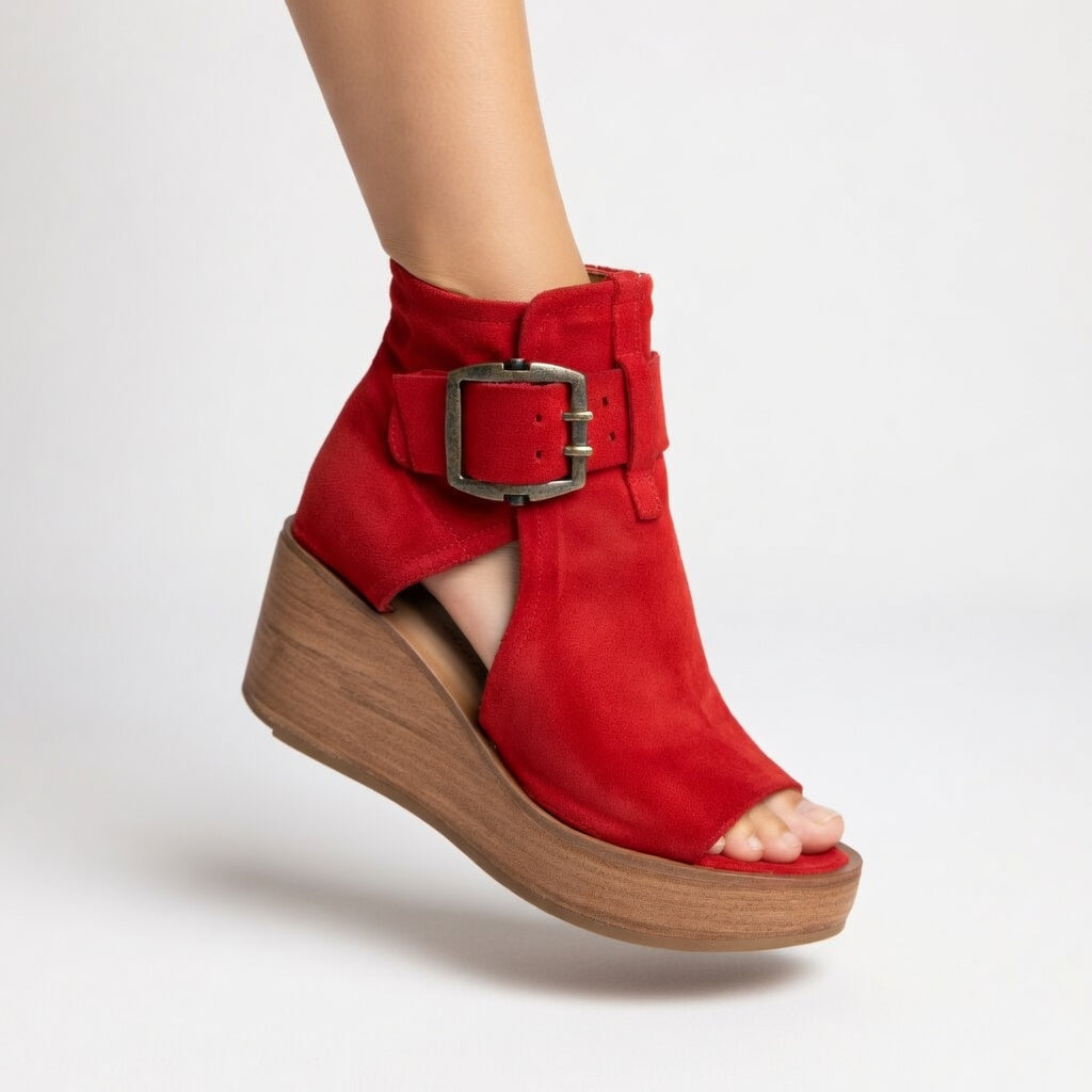 NATALIA | Botines con cuña y puntera abierta