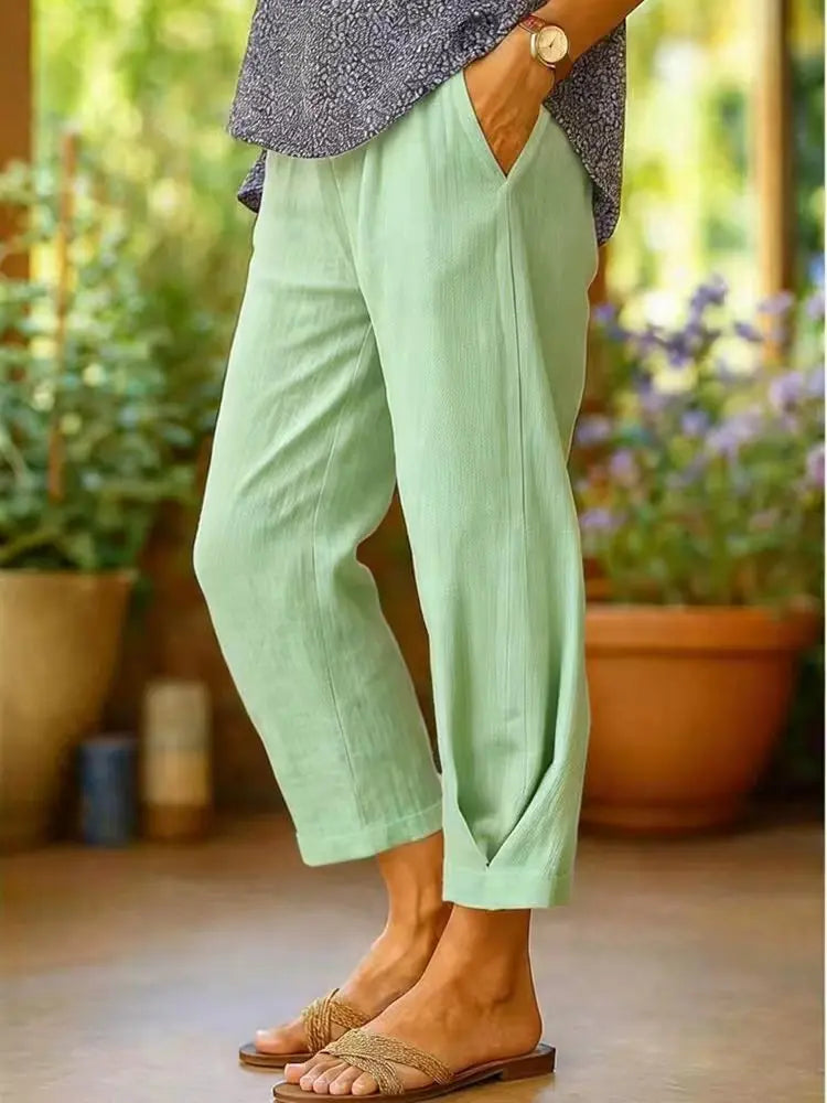 VICTORIA | Pantalón de lino recortado