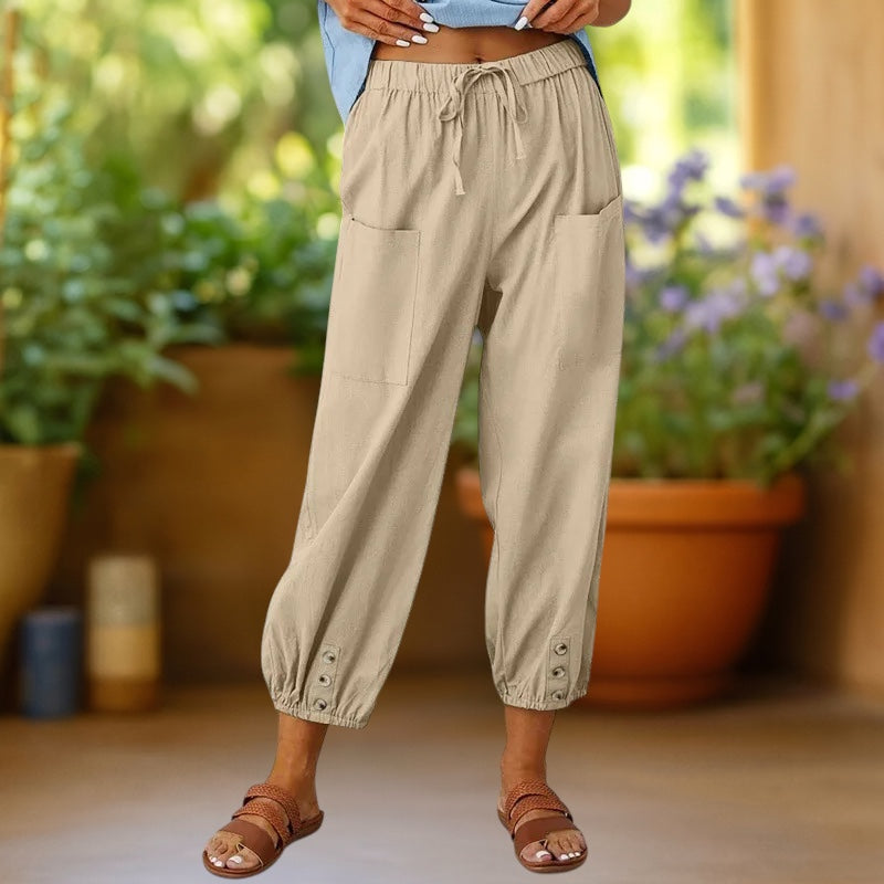 PAOLA | Pantalón harem corto con cordón