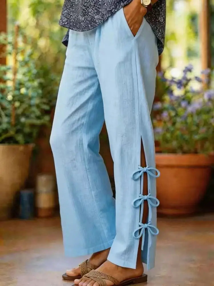 LYARA | Pantalón de pierna ancha con abertura lateral