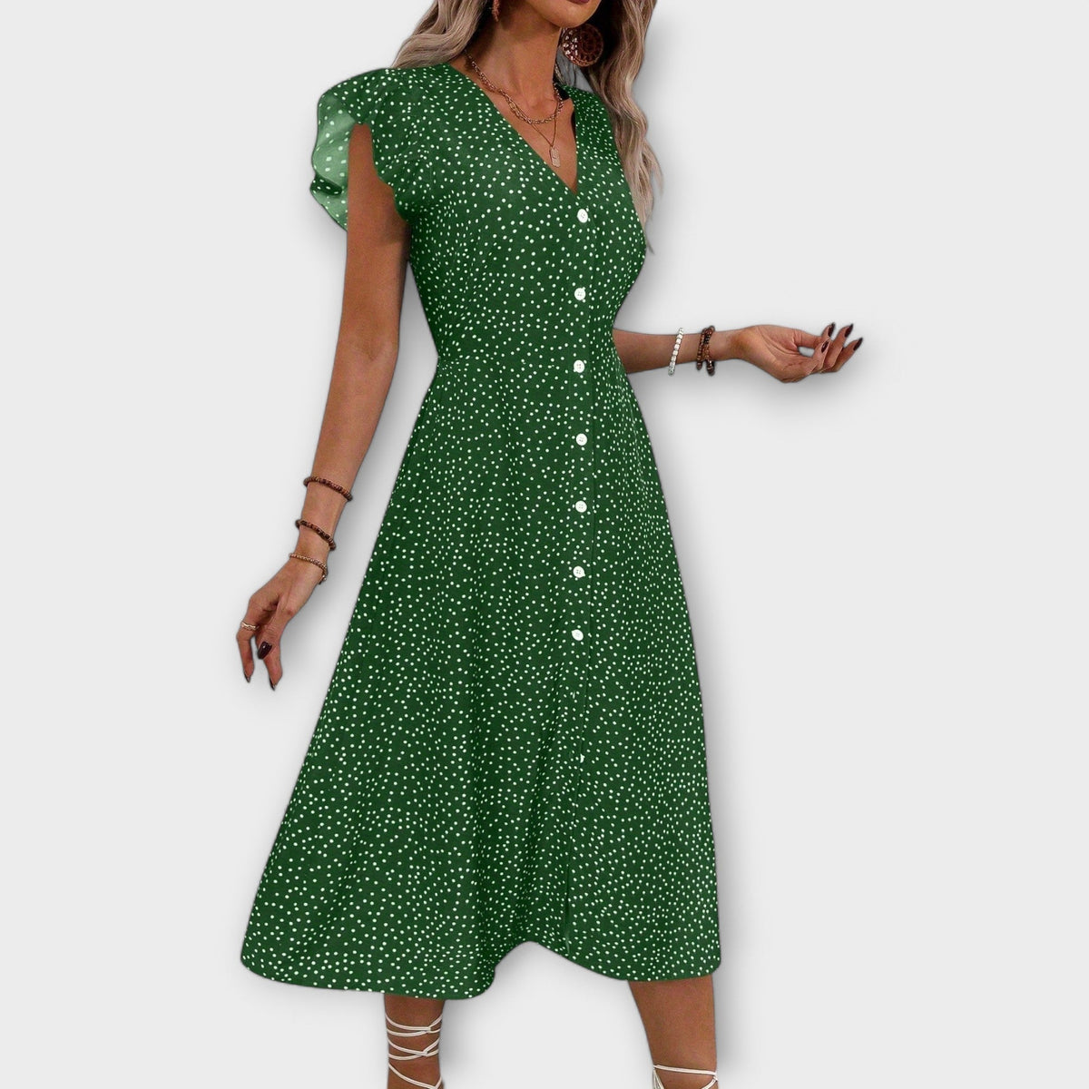 RENATA | Vestido midi con lunares
