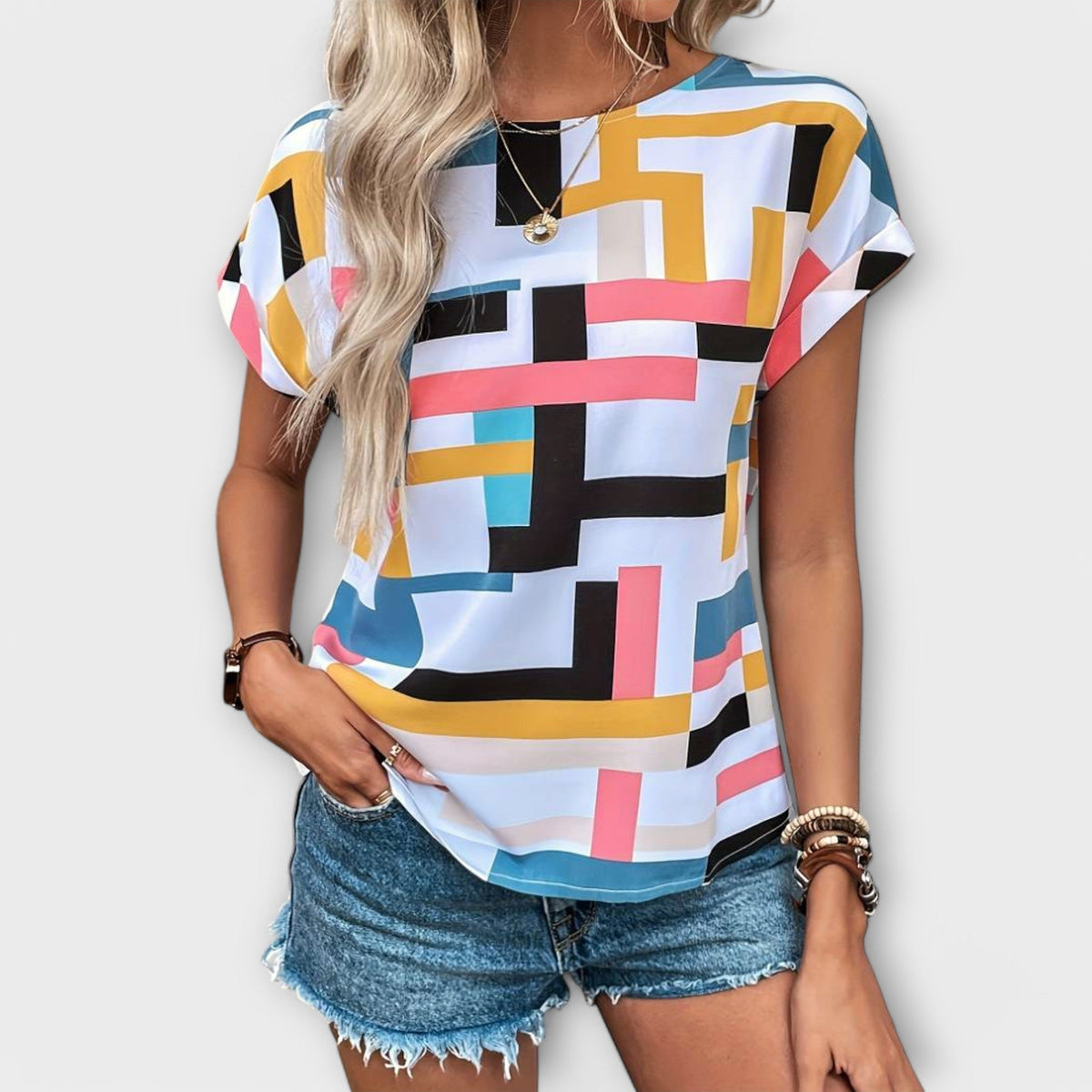CAMILA | Blusa de manga corta con cuello redondo