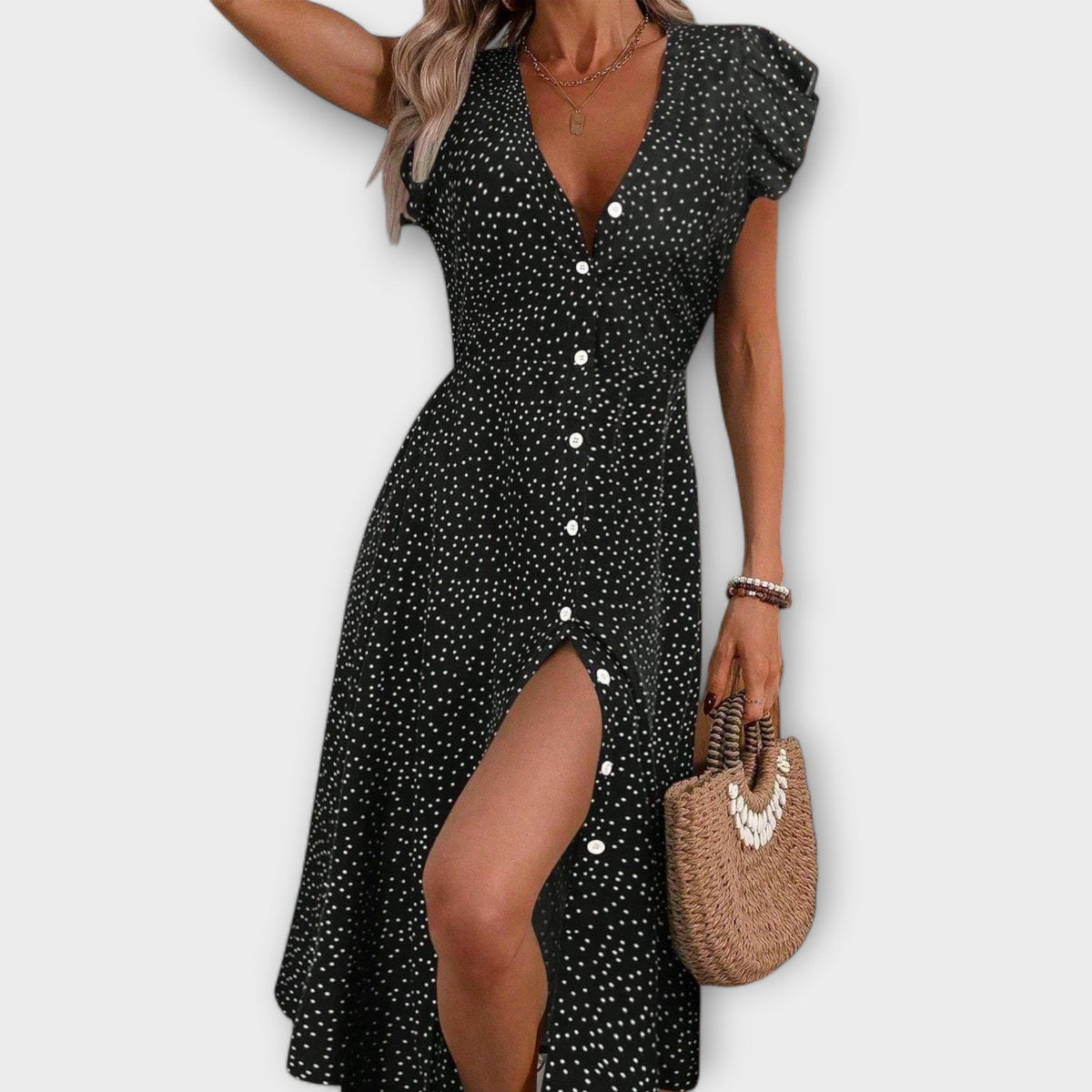 RENATA | Vestido midi con lunares