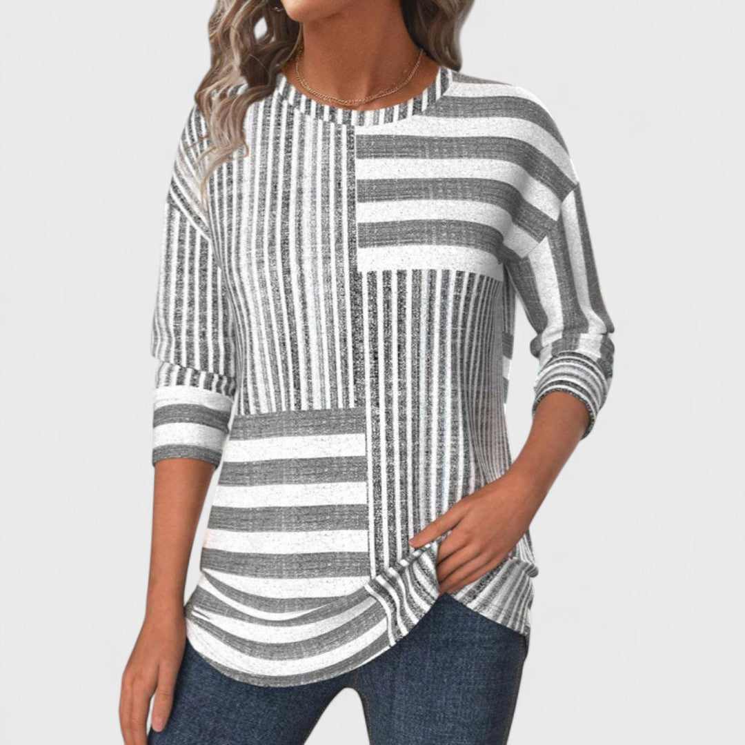 JIMENA | Blusa a rayas con escote elegante