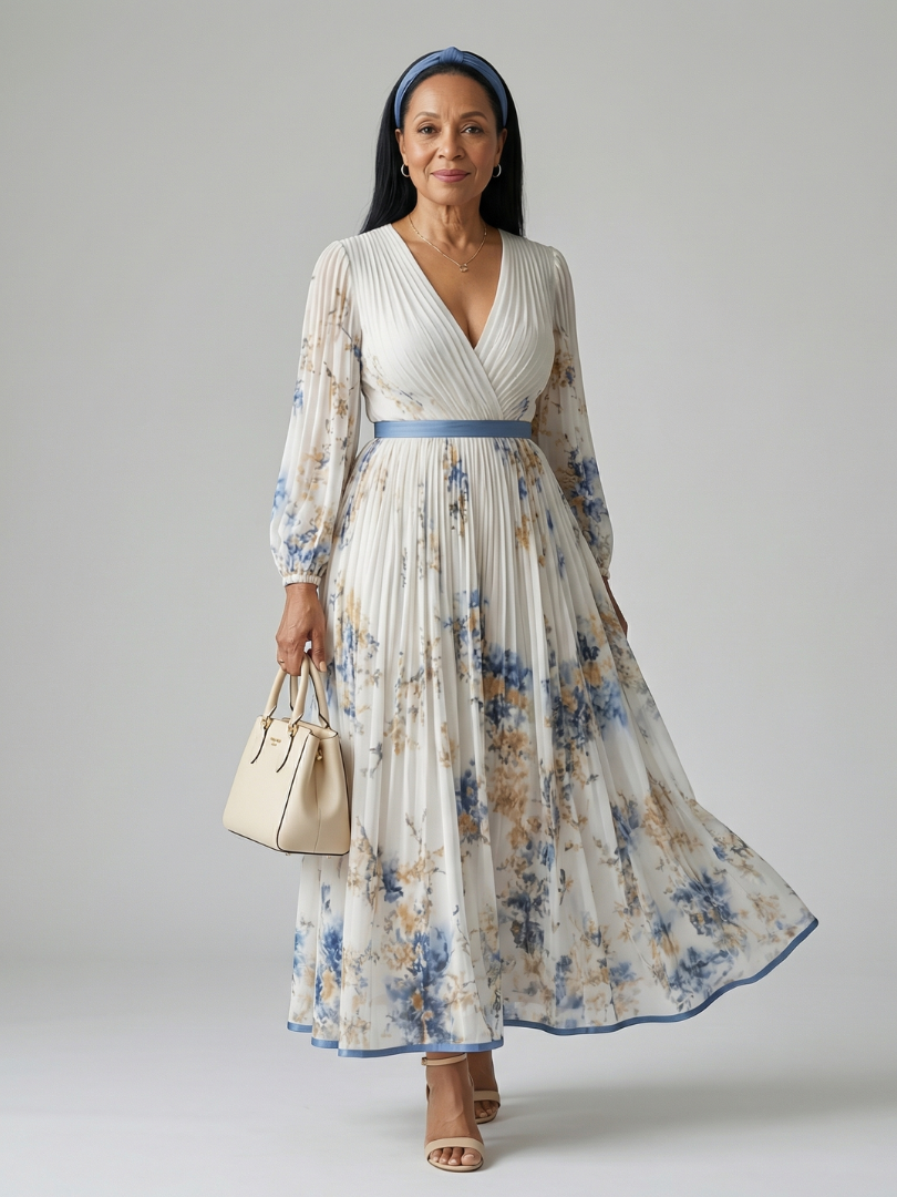 NATALIA | Vestido midi plisado