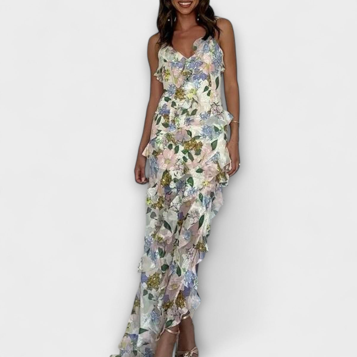 FERNANDA | Vestido con volantes estampado
