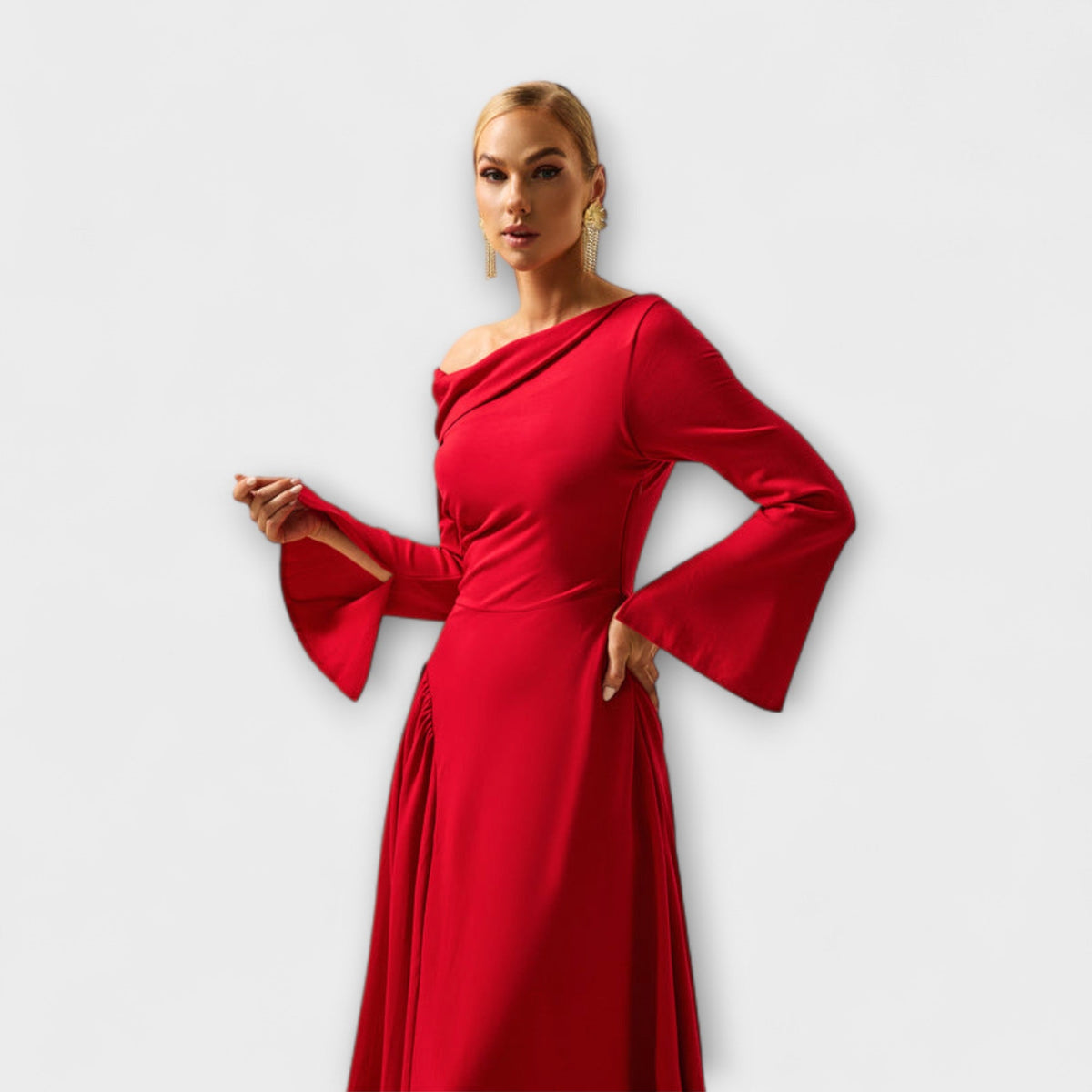 SOFÍA | Vestido midi con hombros descubiertos