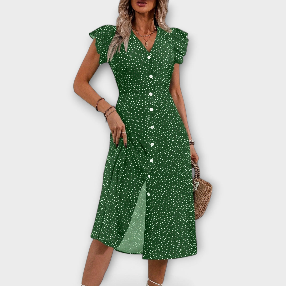 RENATA | Vestido midi con lunares