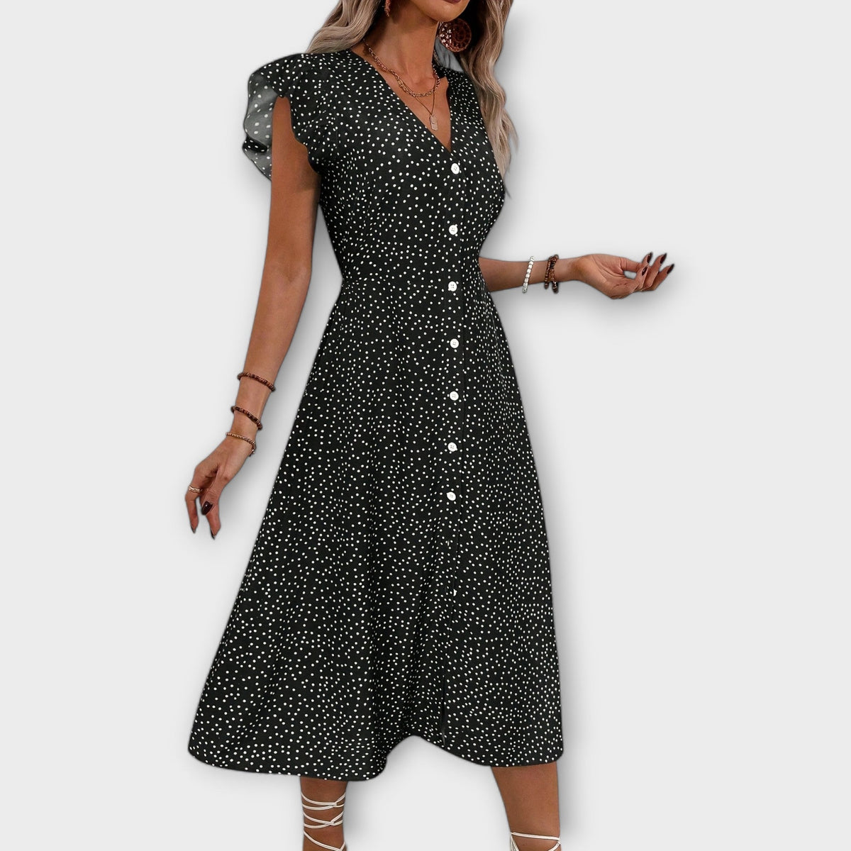 RENATA | Vestido midi con lunares