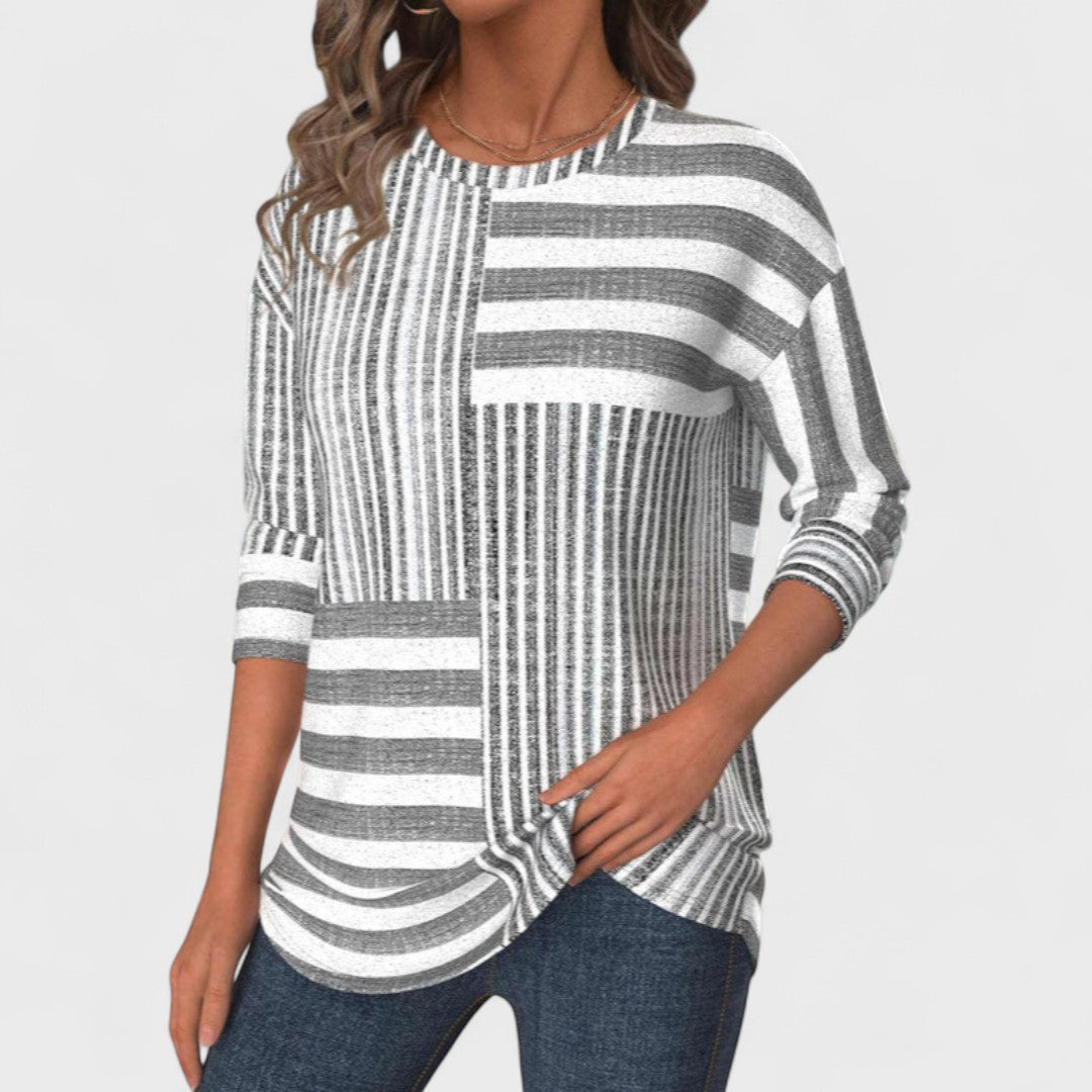 JIMENA | Blusa a rayas con escote elegante