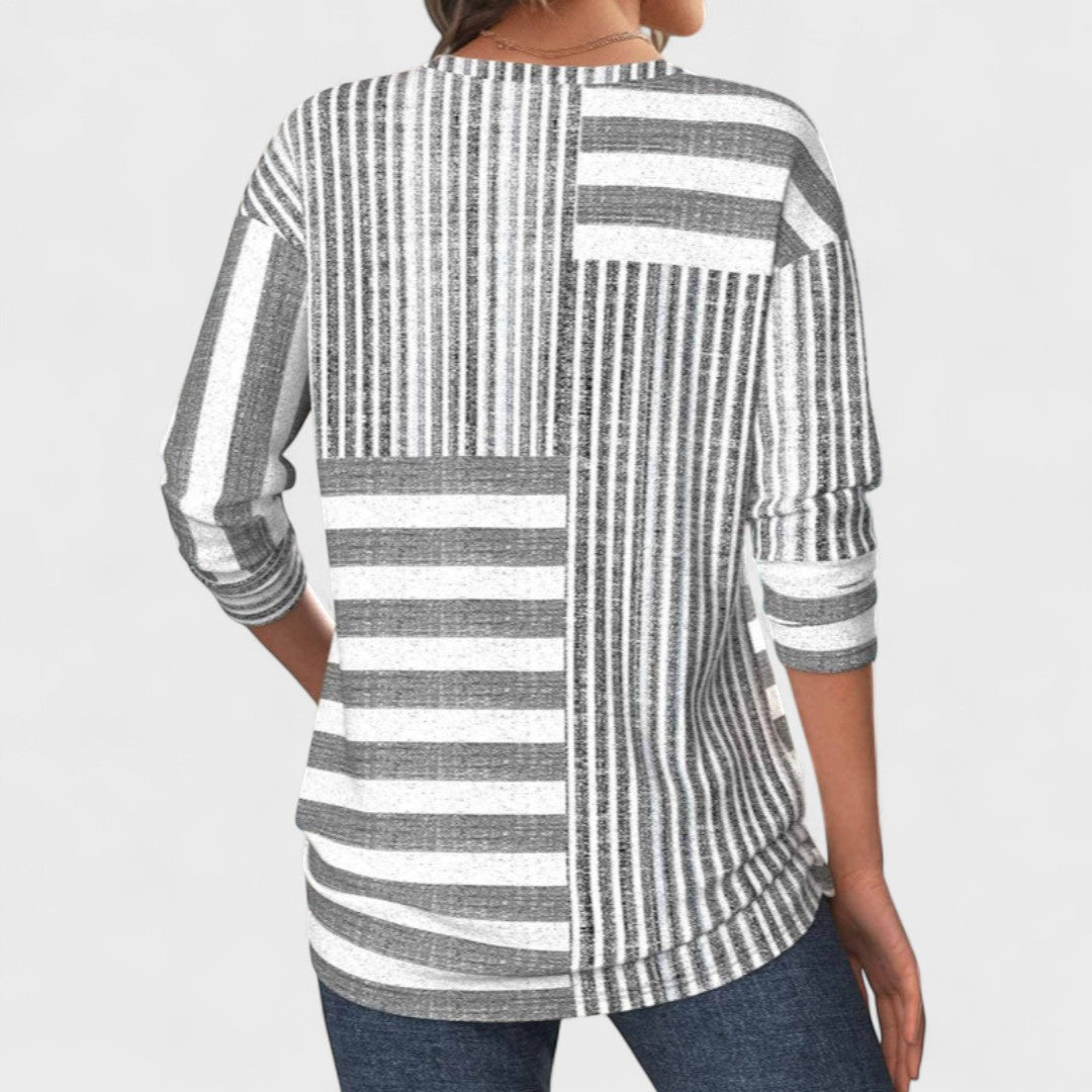 JIMENA | Blusa a rayas con escote elegante