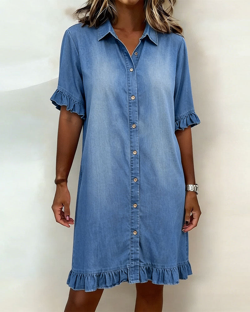 XIMENA | Vestido denim con volantes