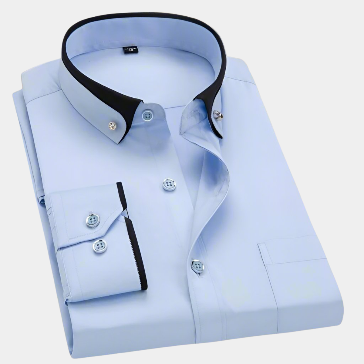SEBASTIÁN | Camisa azul clara con cuello en contraste