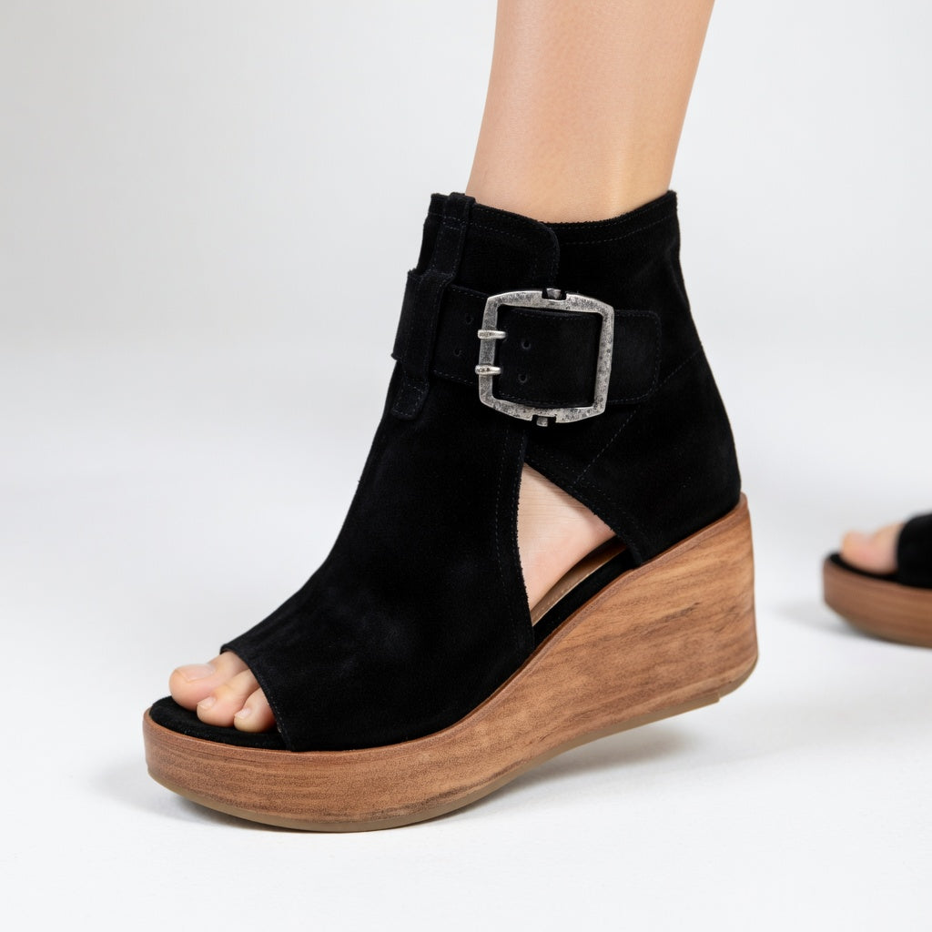 NATALIA | Botines con cuña y puntera abierta
