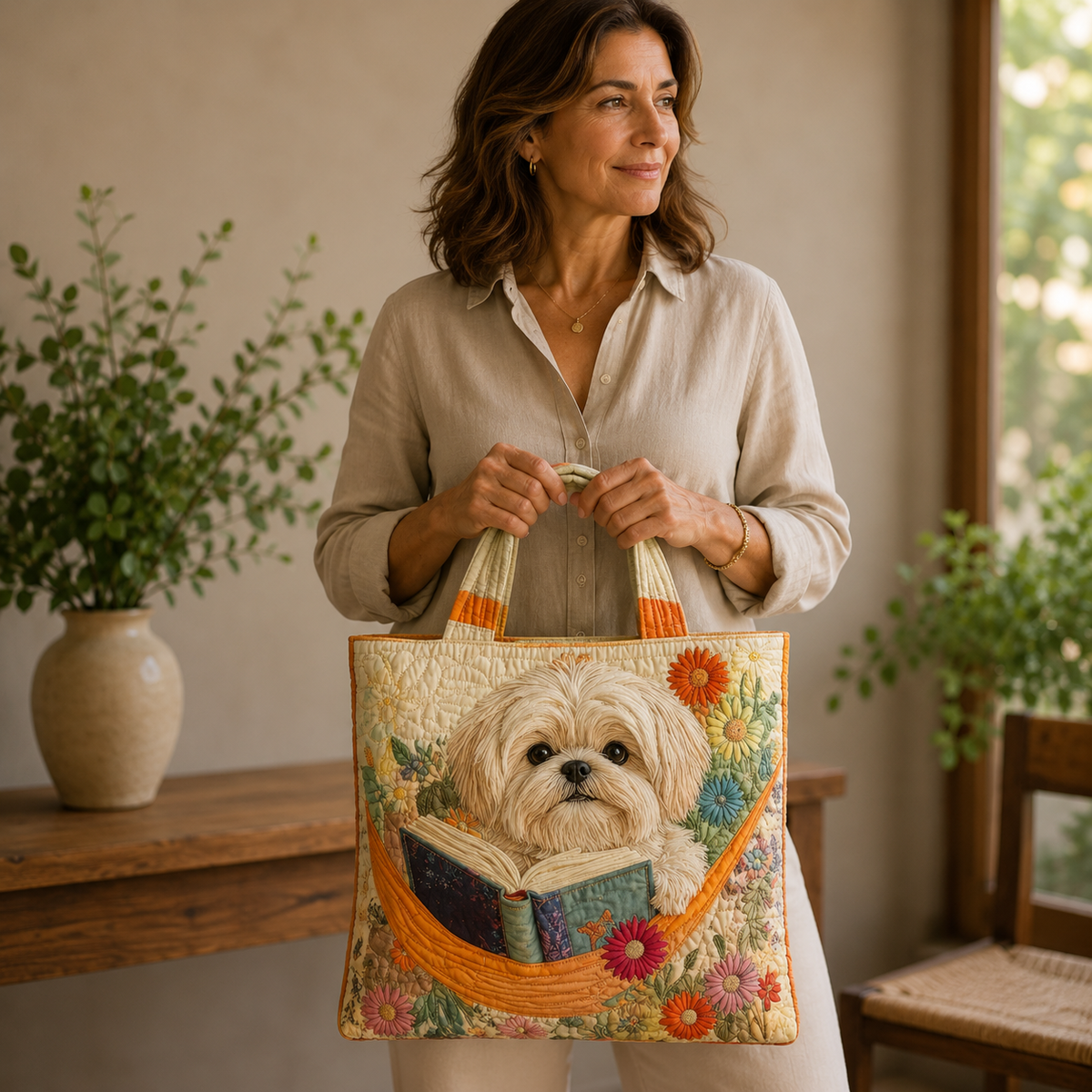 PAOLA | Bolso artesanal con estampado de Shih Tzu
