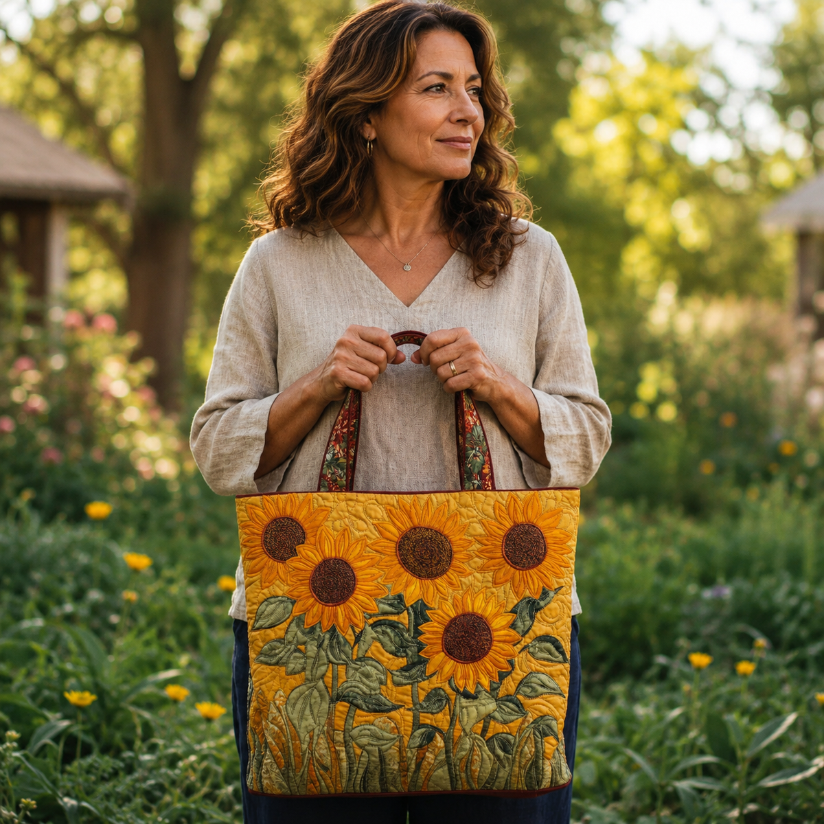 AMAYA | Bolso artesanal con estampado de girasoles