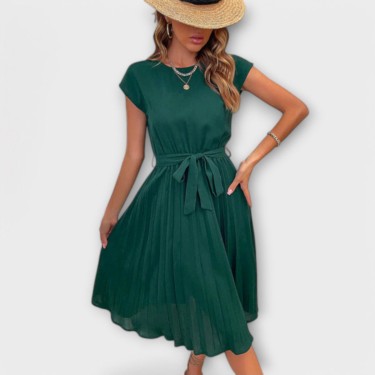 ANDREA | Vestido midi plisado
