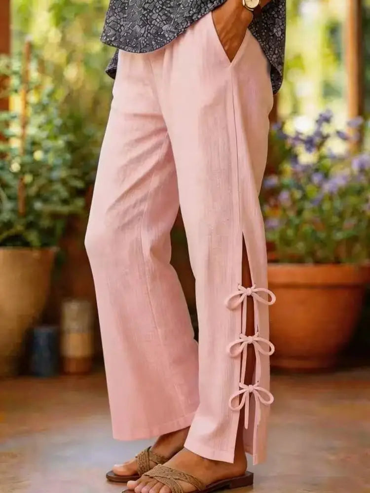 LYARA | Pantalón de pierna ancha con abertura lateral