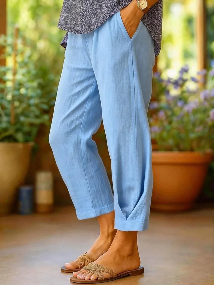 VICTORIA | Pantalón de lino recortado