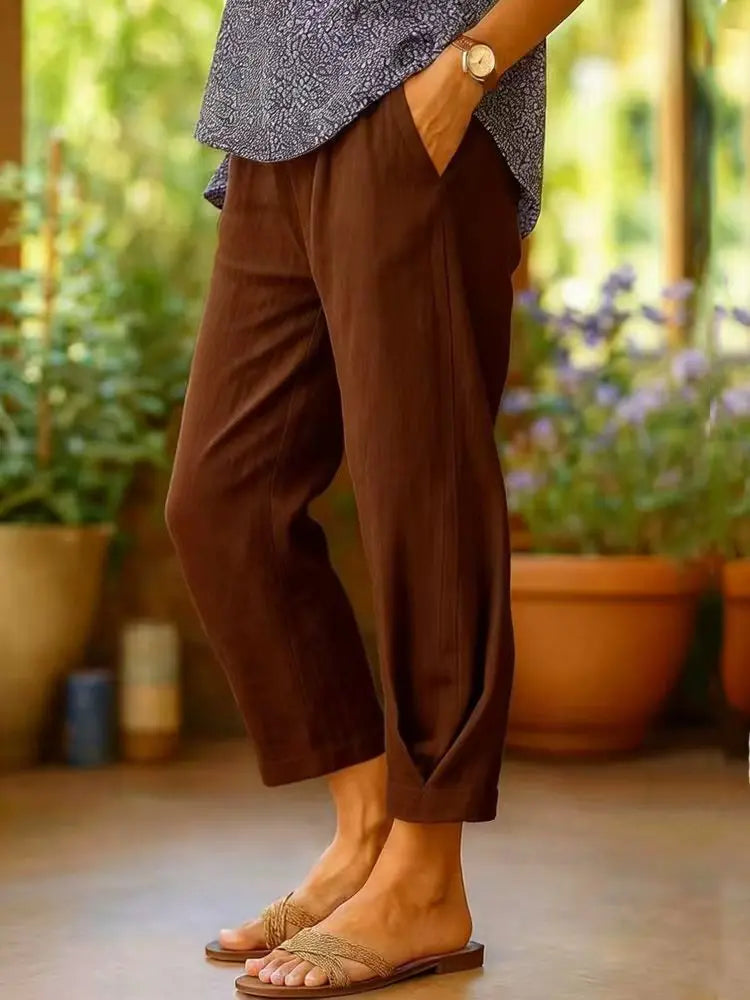 VICTORIA | Pantalón de lino recortado