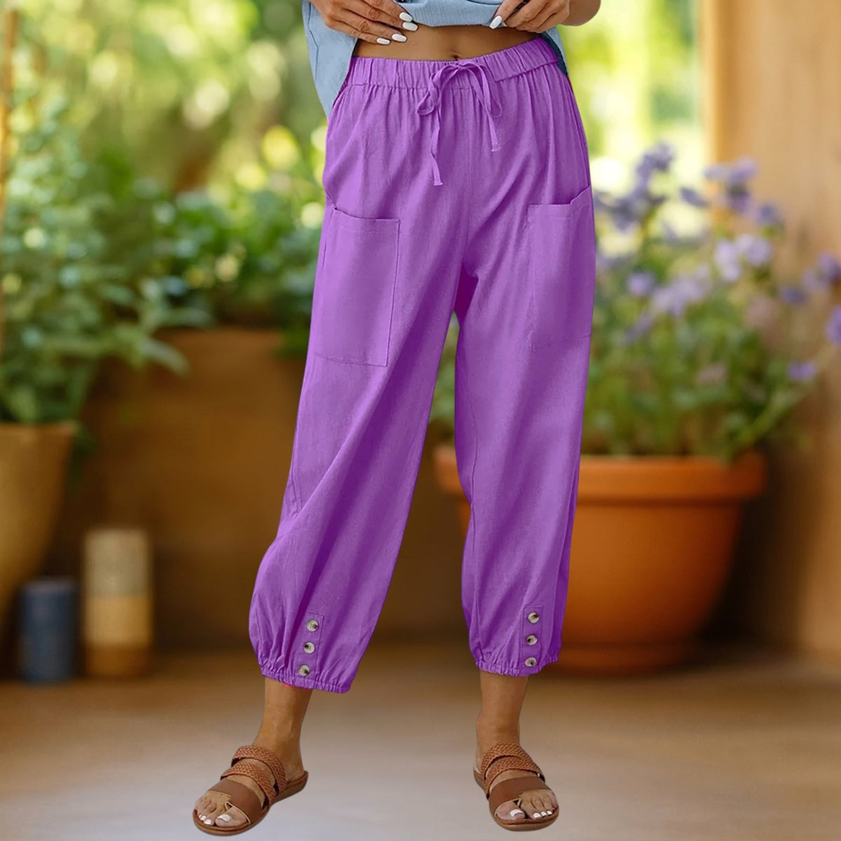 PAOLA | Pantalón harem corto con cordón