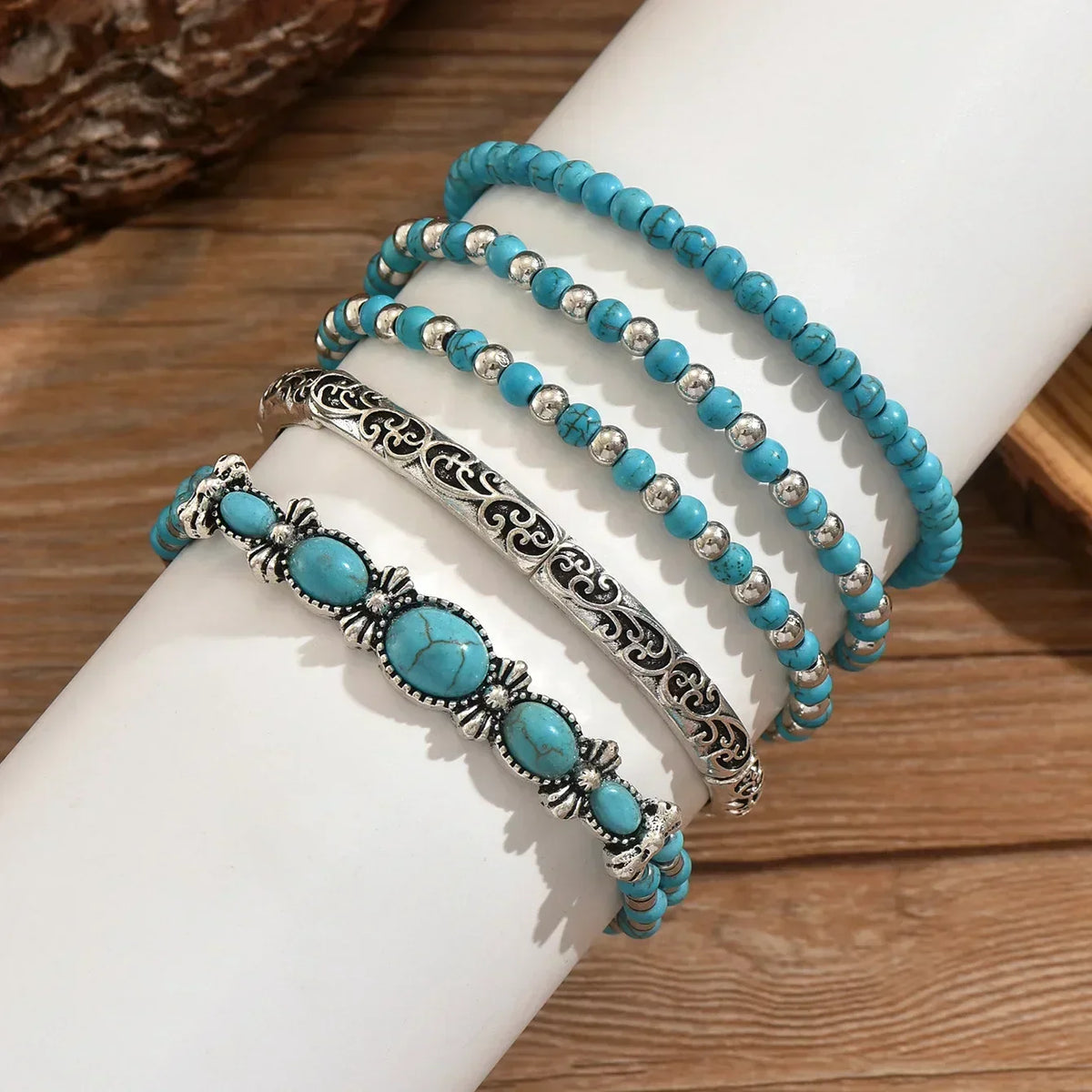 ANDREA | Set de pulseras con cuentas turquesas