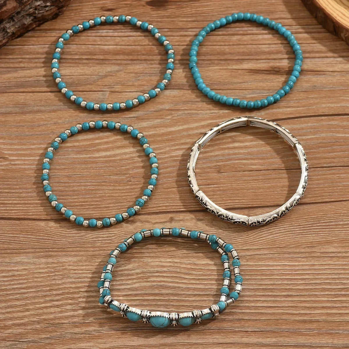 ANDREA | Set de pulseras con cuentas turquesas