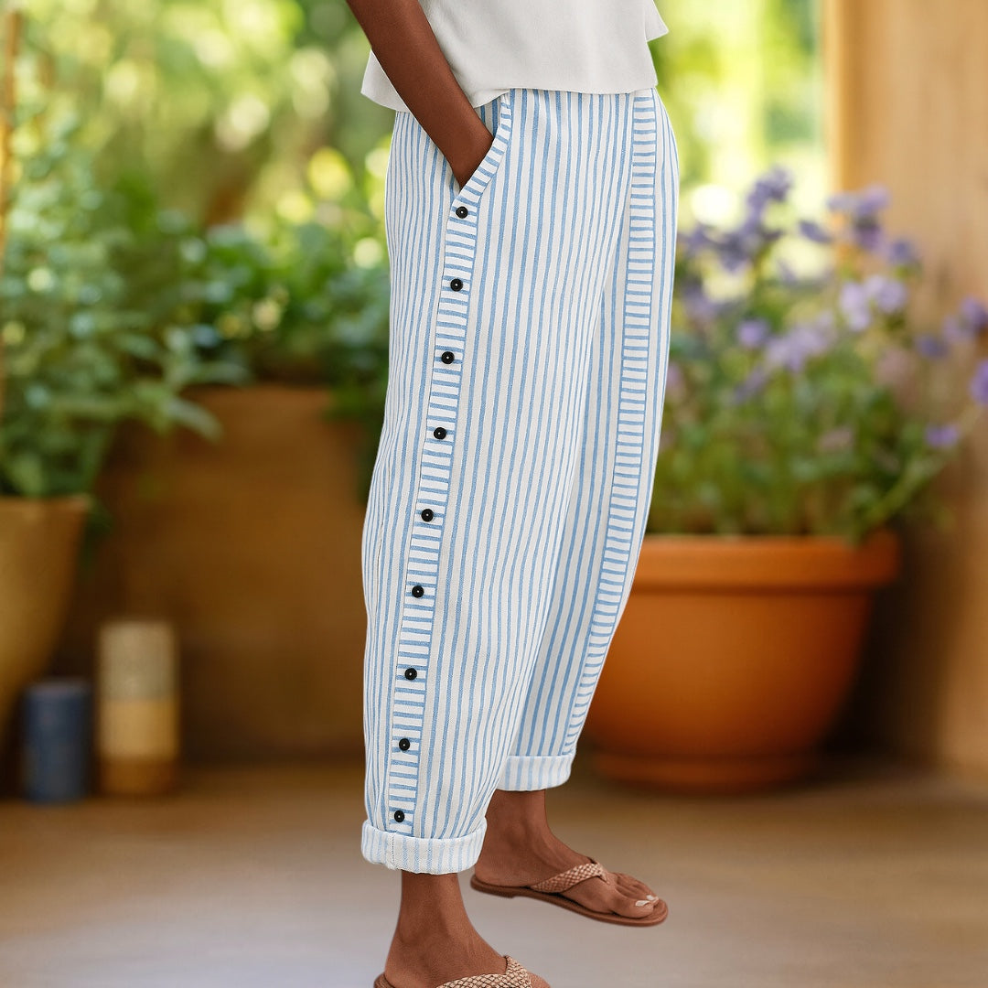 SYLVIA | Pantalón de rayas con dobladillo