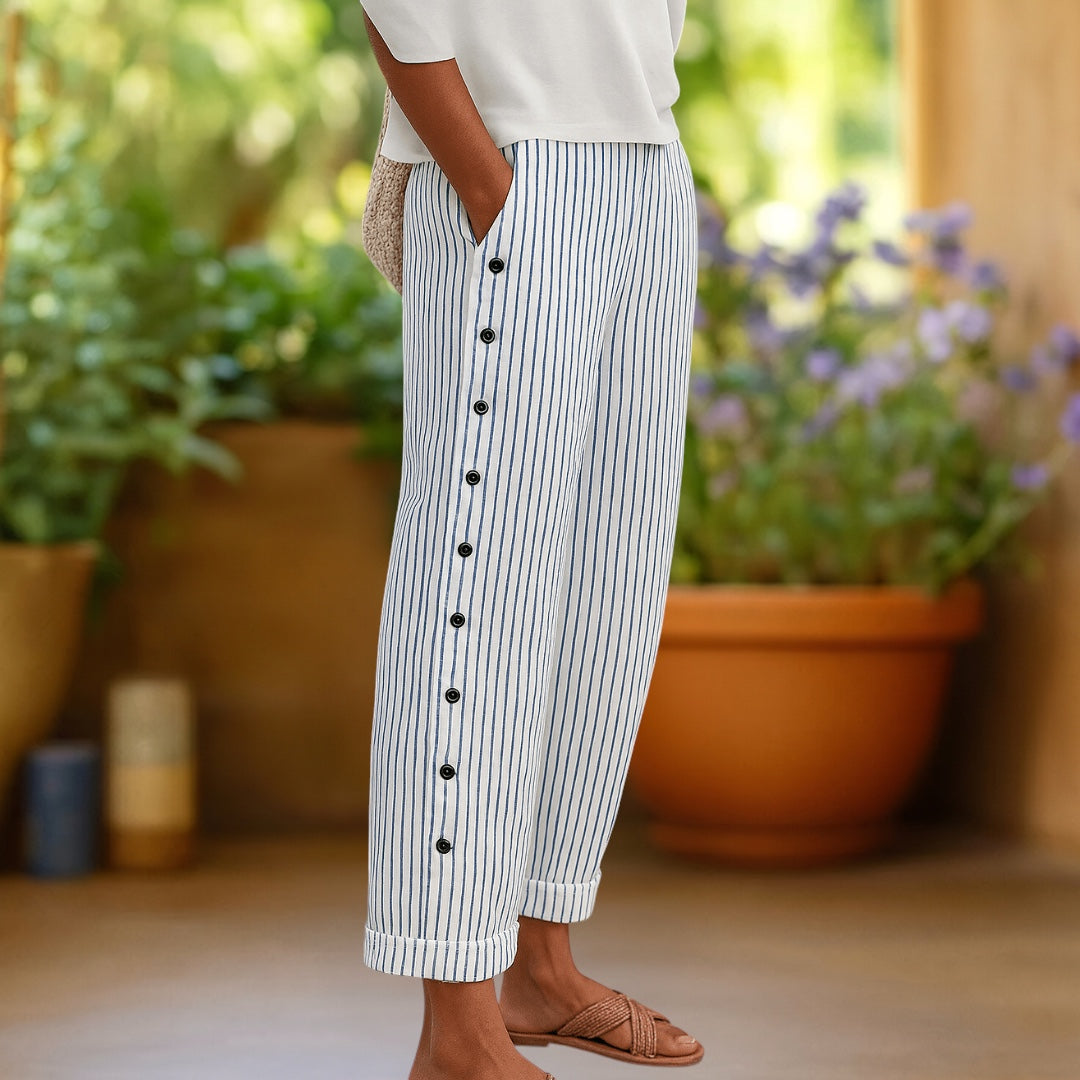 SYLVIA | Pantalón de rayas con dobladillo