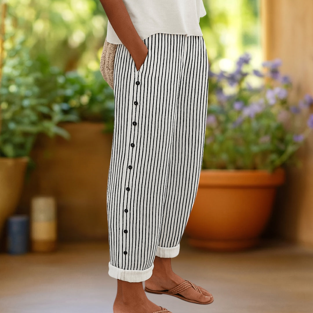 SYLVIA | Pantalón de rayas con dobladillo