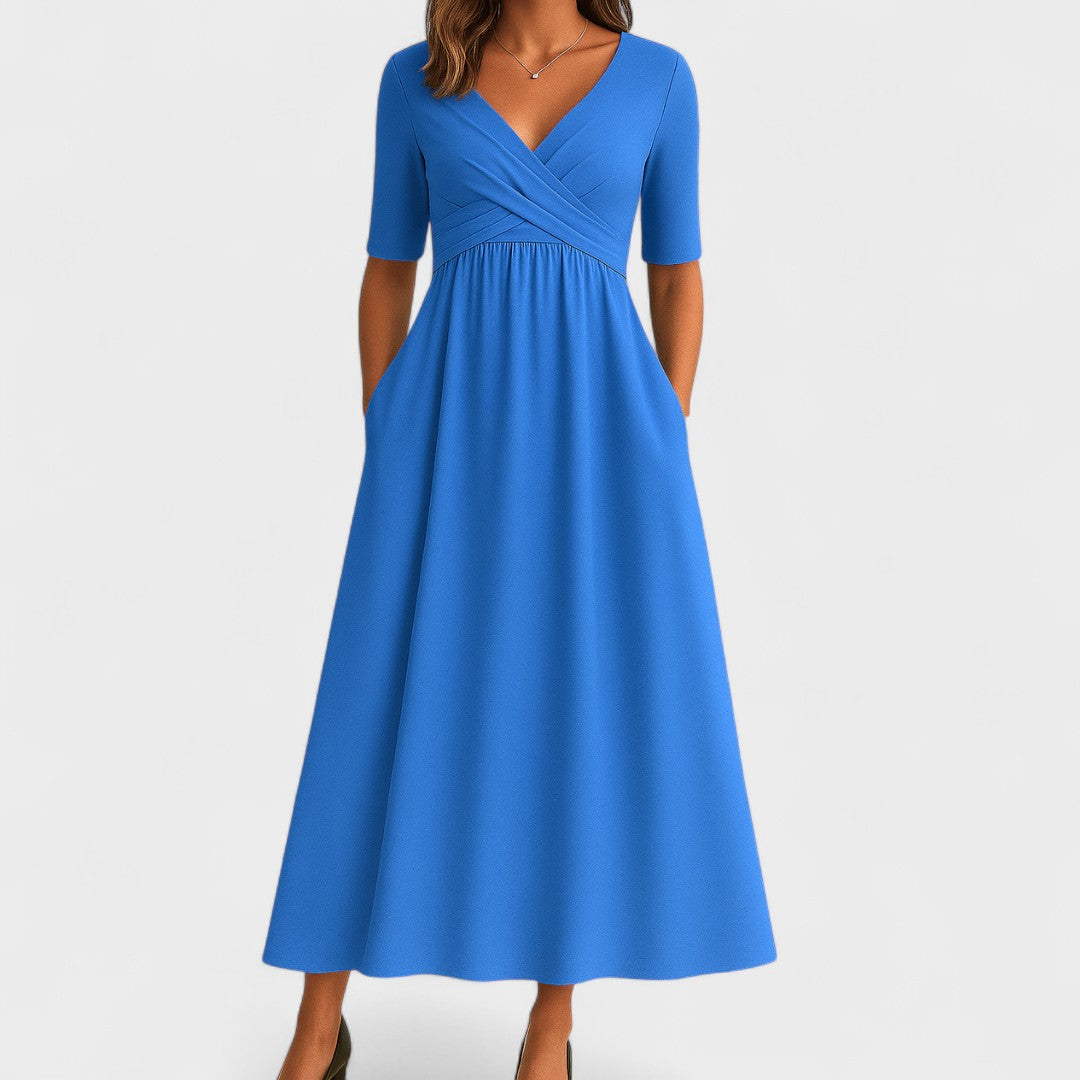 HARPER | Vestido midi con escote cruzado