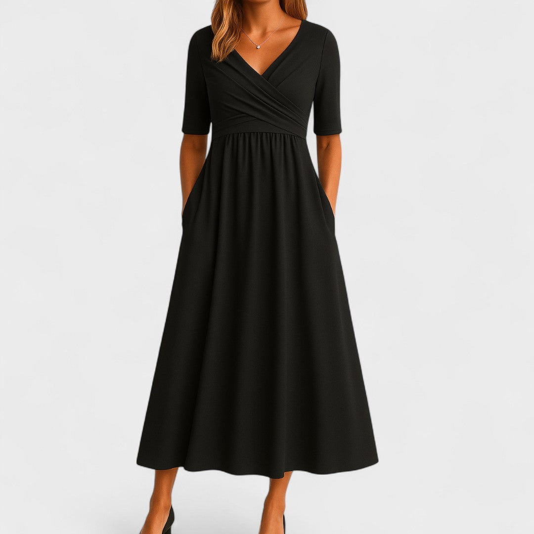 HARPER | Vestido midi con escote cruzado